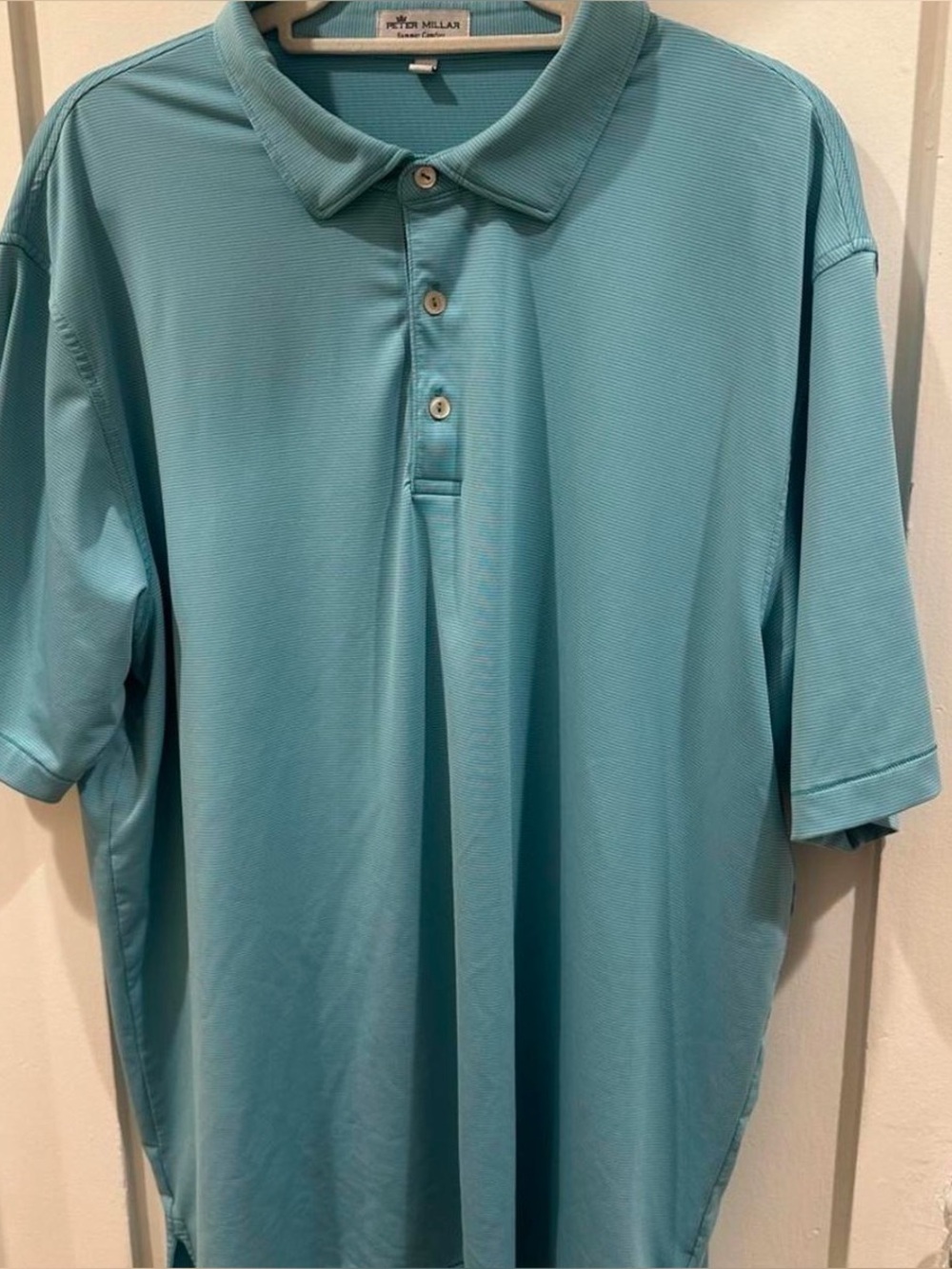 Peter Millar Summer Comfort Blue Teal Stripe Golf Polo Men’s XL
